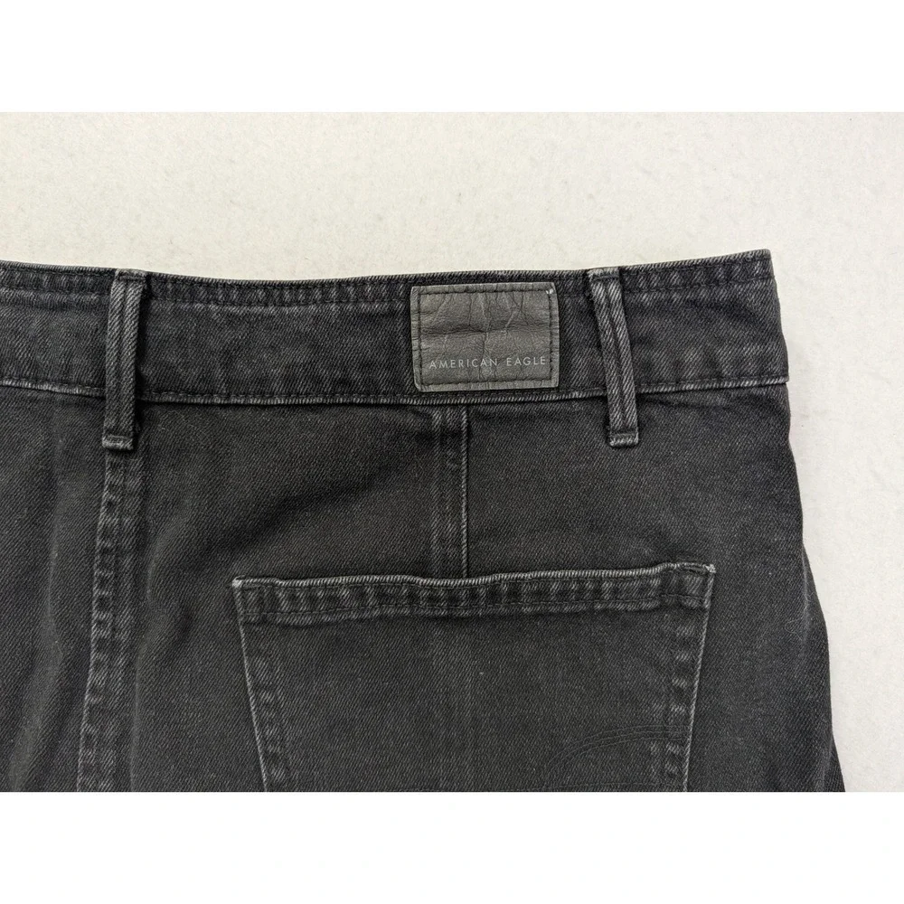 American Eagle Womens Denim Mini Skirt Sz 14 Button Front Black - Picture 6 of 8